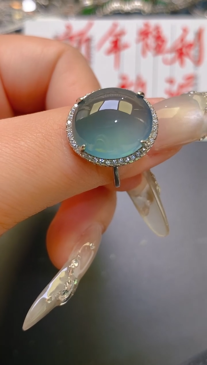 【闪购商品】翡翠耳饰银S925镶嵌天然A货翡翠1