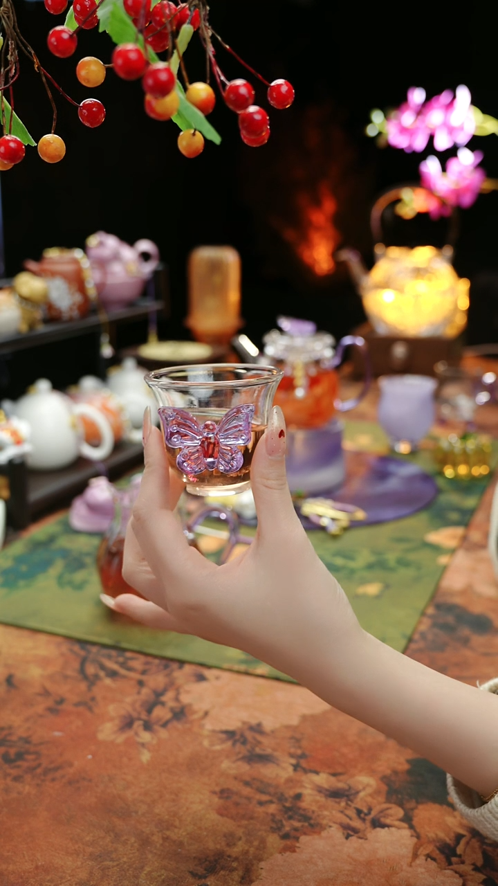 【闪购商品】紫色蝴蝶品茗杯60cc@@@@@