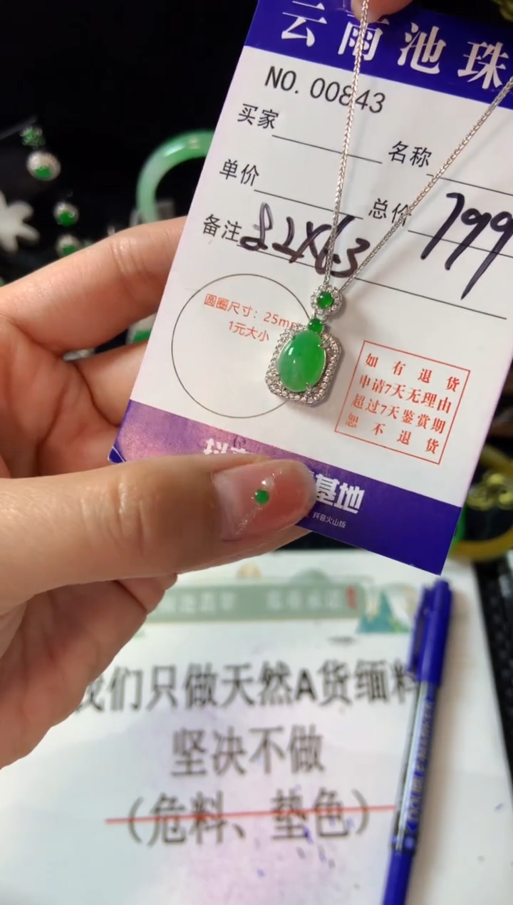 【闪购商品】翡翠颈饰银S925镶嵌翡翠