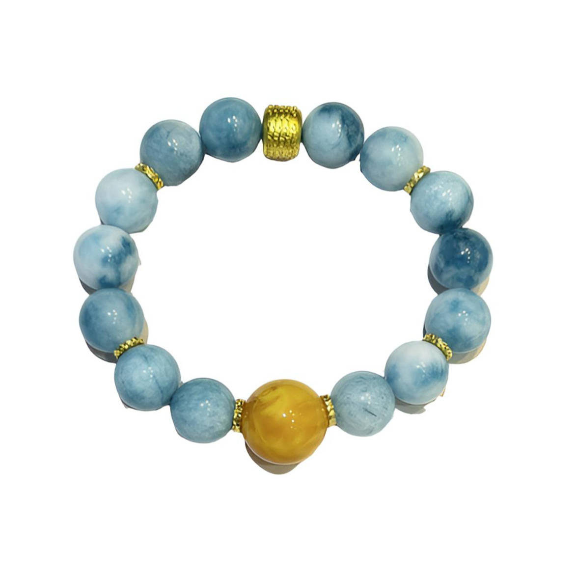 天空蓝色海纹石手串设计款XS184合金轻奢时尚古风