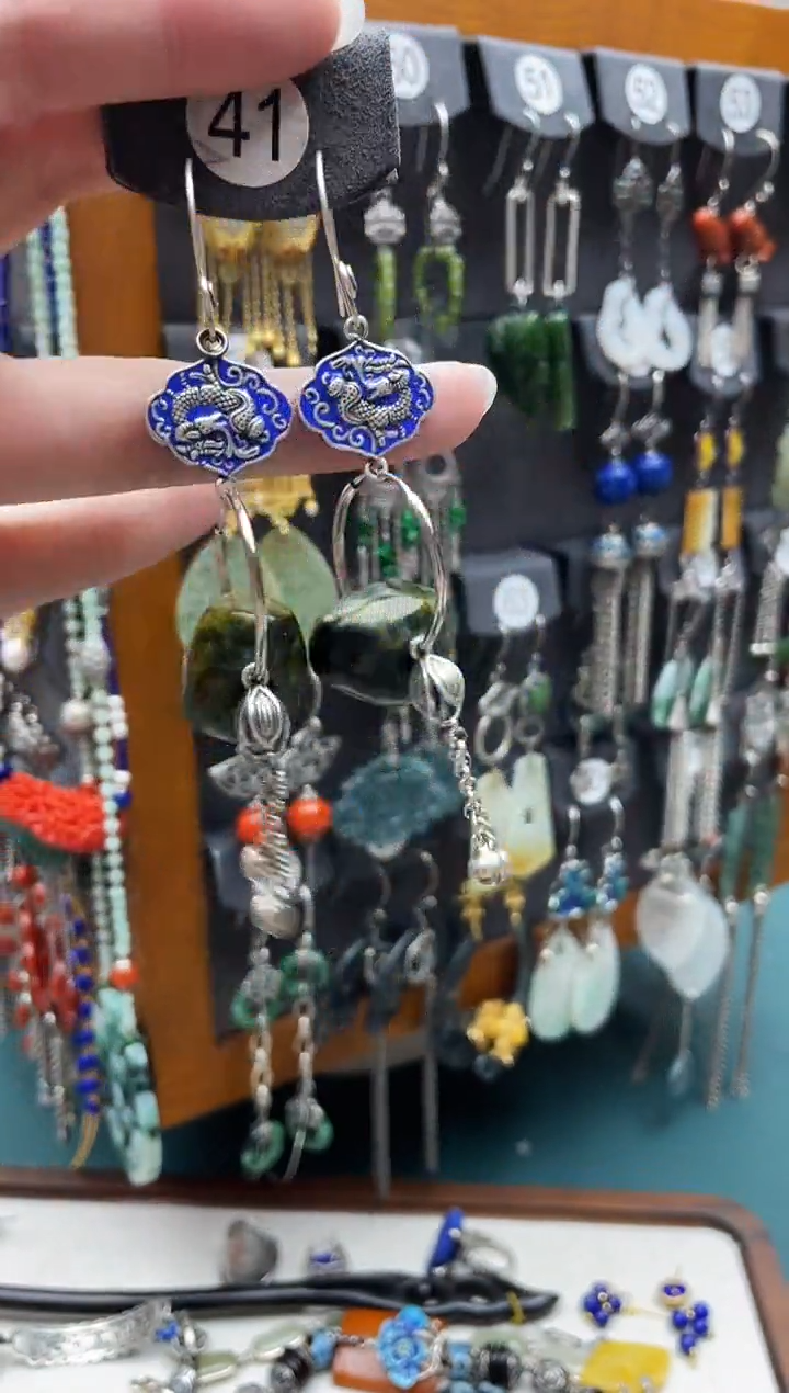 翡翠银S925镶嵌耳饰阳*饰品