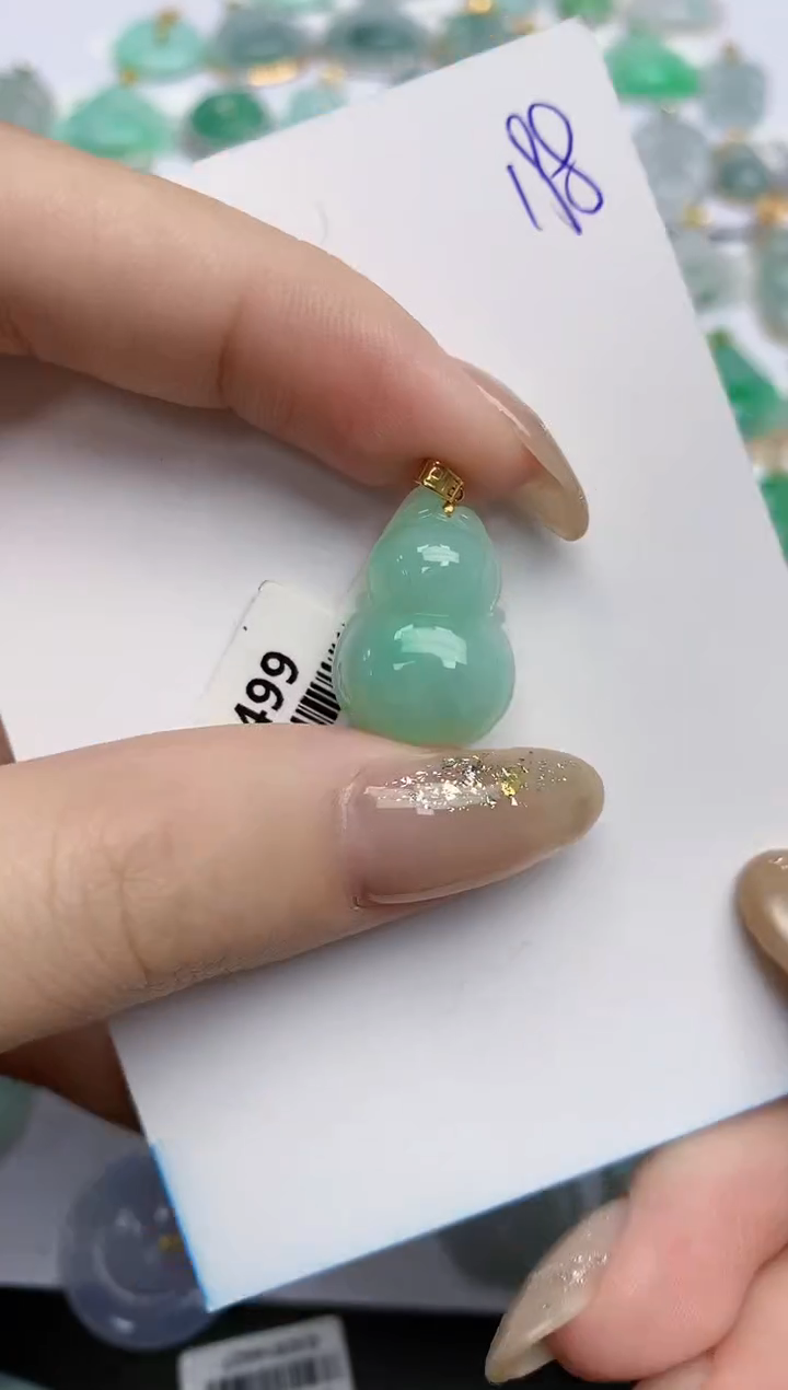 【闪购商品】翡翠颈饰18K金镶嵌天然缅甸翡翠A货