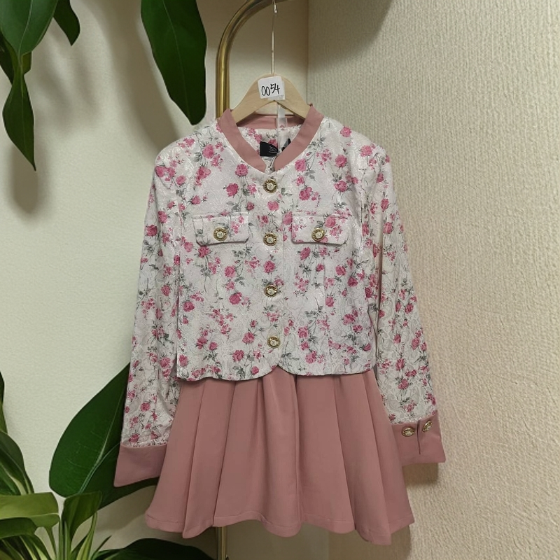 #0207 【春色满园】优雅气质小香风外套女宽松休闲开衫上衣＋裙子