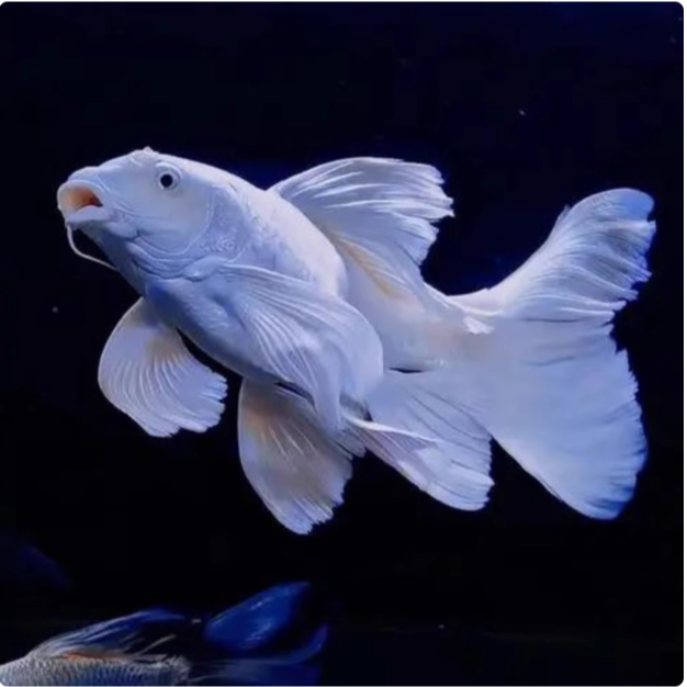 精品蝴蝶鲤鱼台系纯种贵妃体白色普身观赏鱼