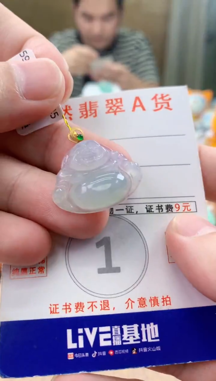 颈饰18K金镶嵌翡翠天然A货翡翠挂件