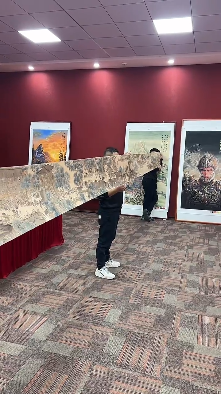 国画牧**然王碧梧绘画21pc绢本清明上河图
