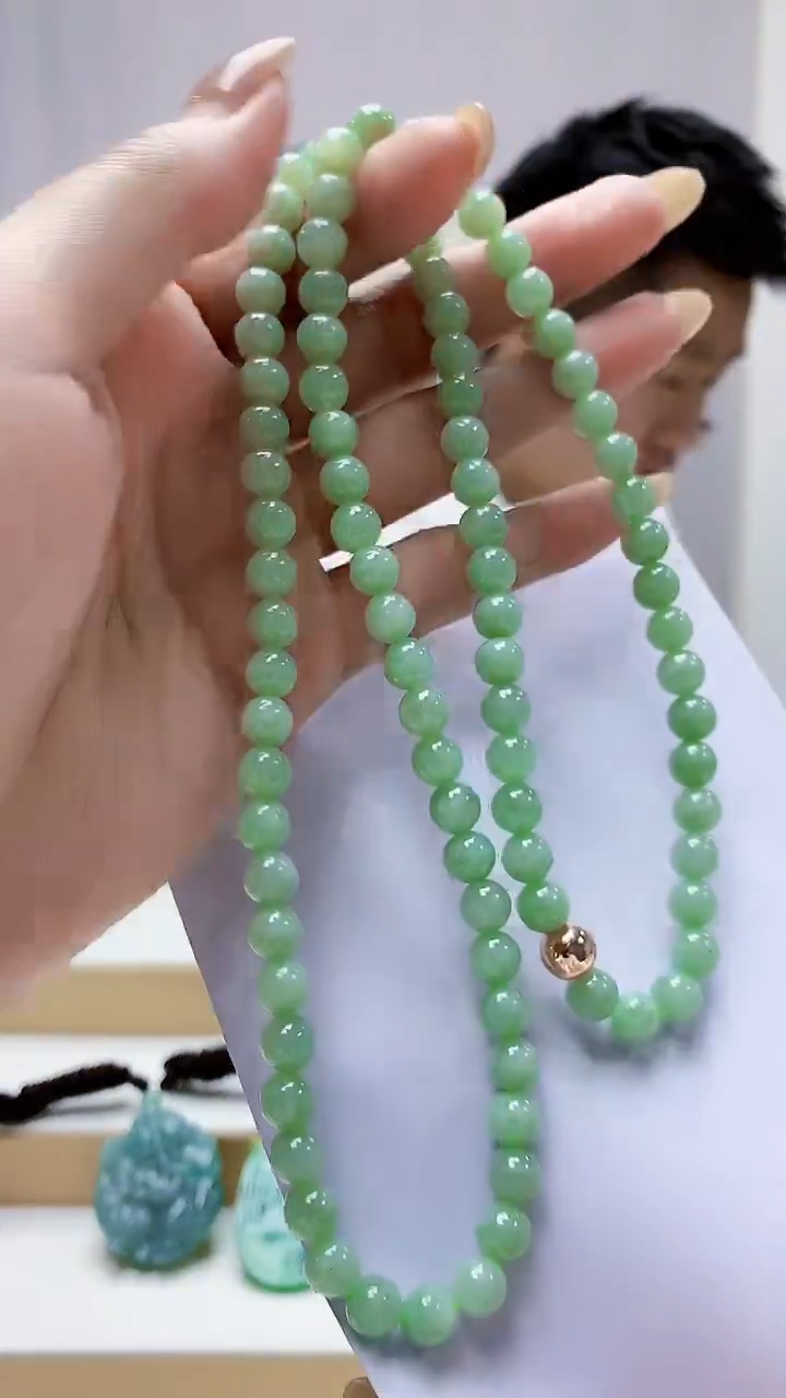 未镶嵌定制翡翠5028MM-毛货珠链199