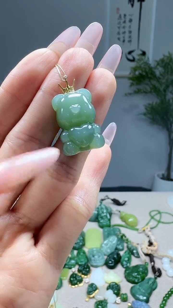 吊坠(不含链)18K金镶嵌和田玉1