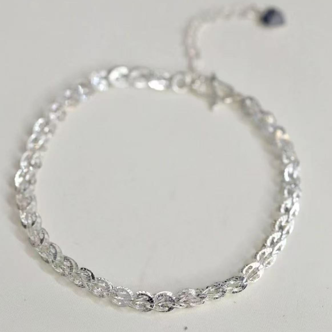 足银手链 【巧玲珠宝】足银环环相扣马蹄手链