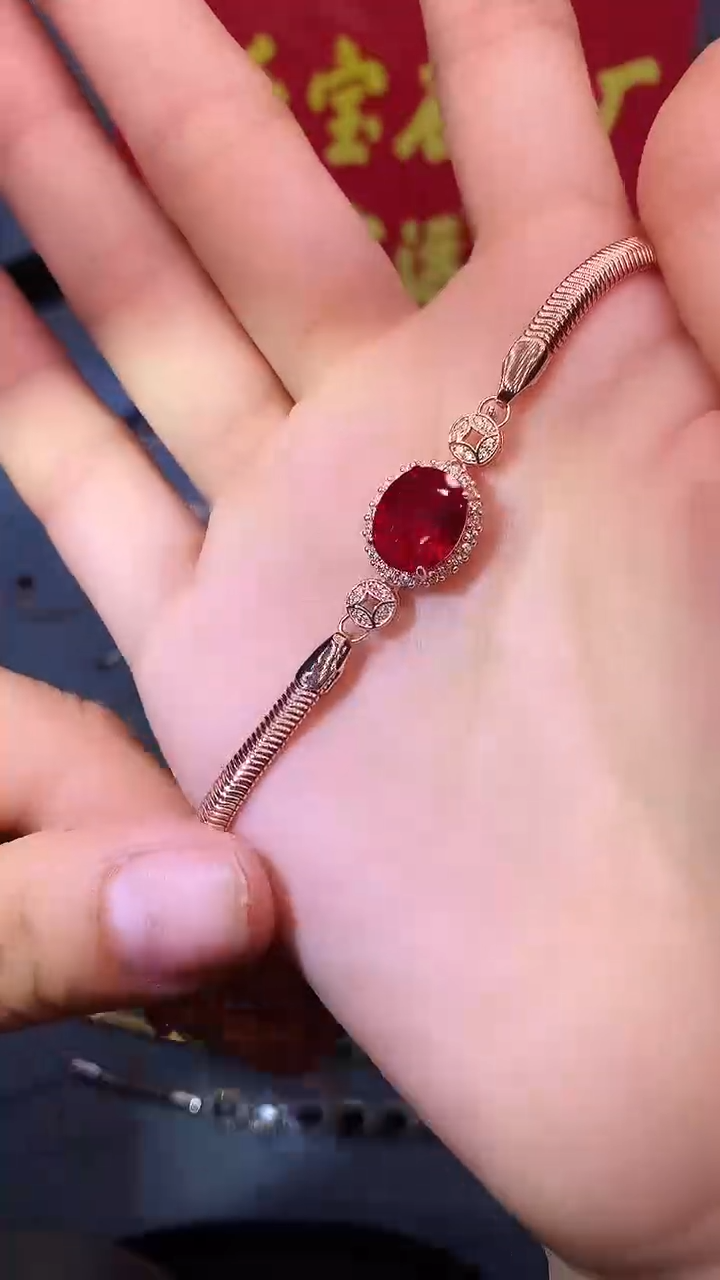 【闪购商品】红宝石手链银S925镶嵌111111