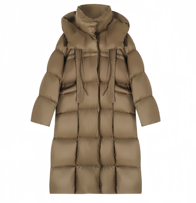 长款白鸭绒羽绒服冬季保暖中长款羽绒服9020咖色