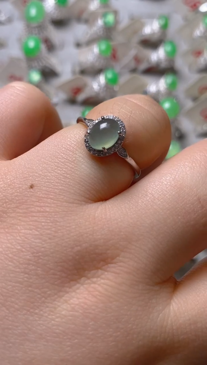 银S925镶嵌戒指翡翠百内无证书