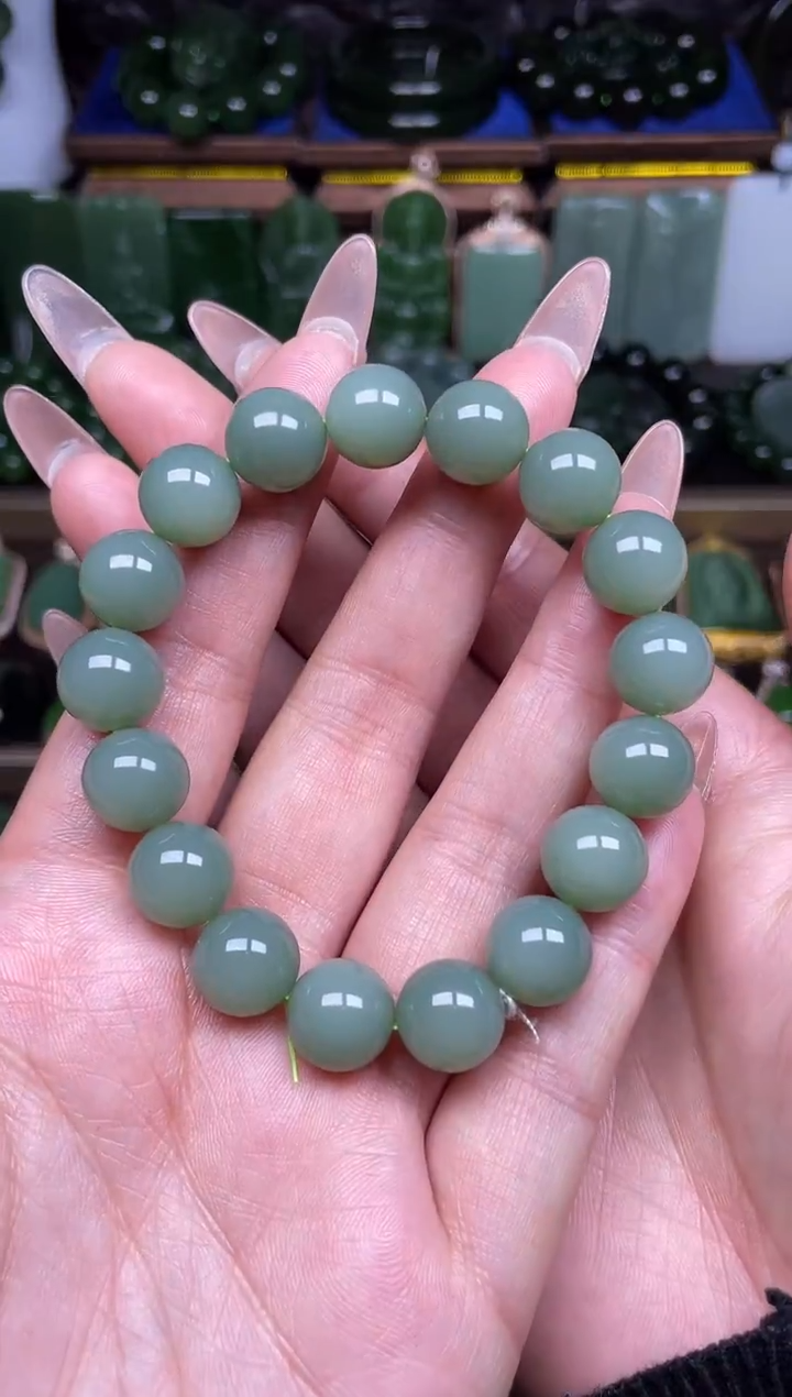 【闪购商品】和田玉手串未镶嵌碧玉粉青
