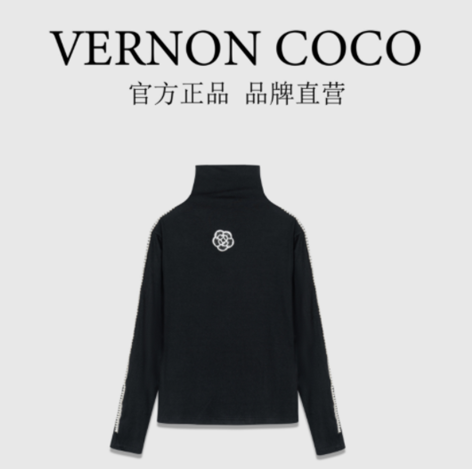半高领打底衫秋冬修身蕾丝上衣堆堆领刺绣修身型百搭中环78