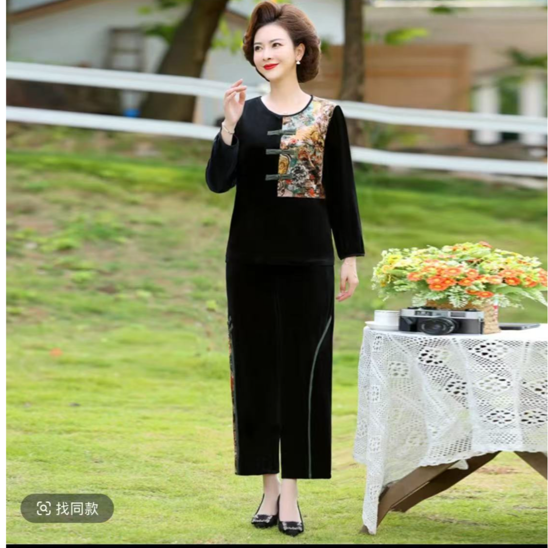 A282-薄款中老年女装秋装妈妈装碎花