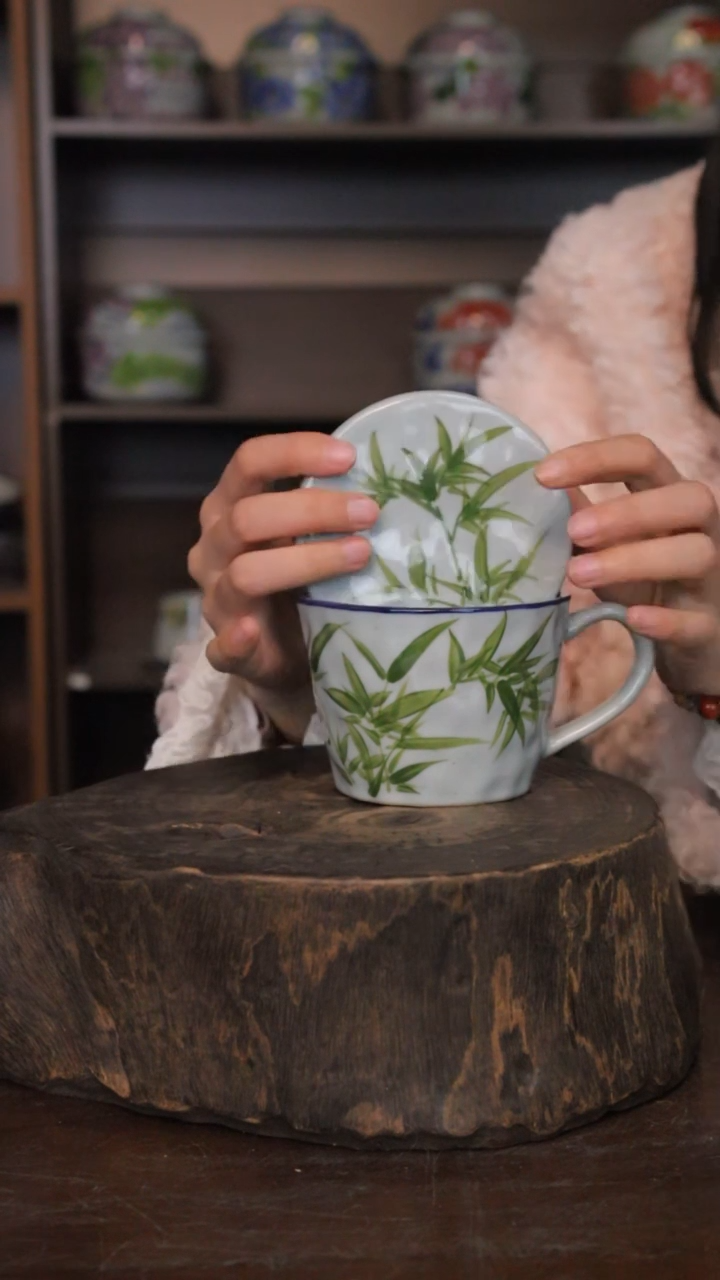 【闪购商品】椿野锤纹盖杯-300ml（竹子）C191