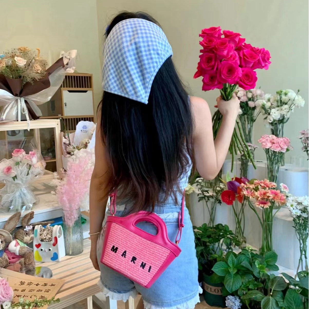 未使用 MARNI 24期粉色菜篮子 14cm