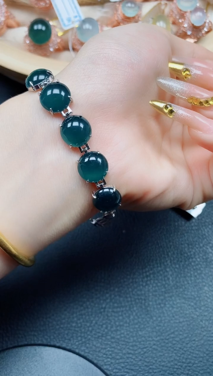 【闪购商品】翡翠手链银S925镶嵌翡翠