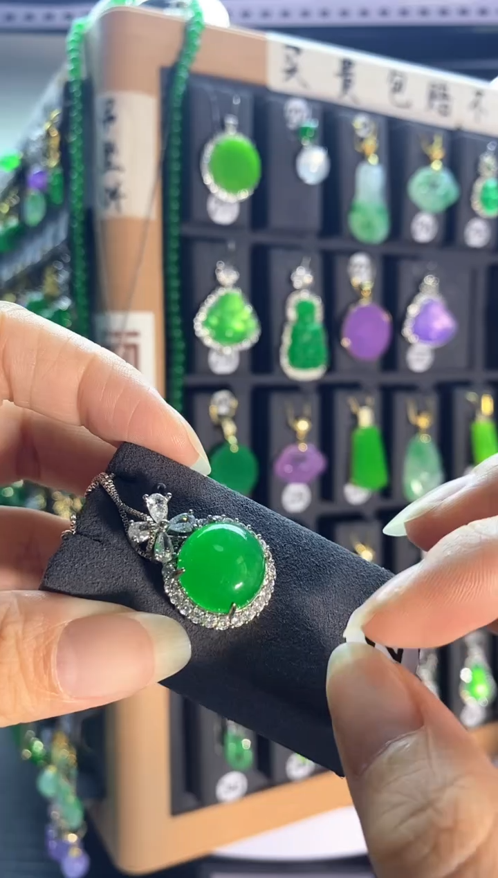 翡翠银S925镶嵌颈饰223...