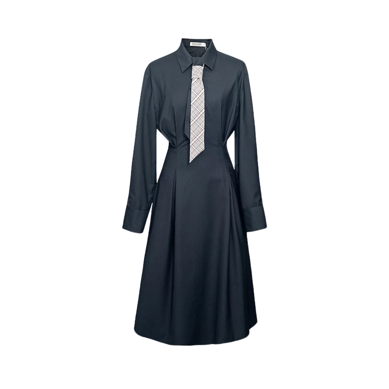D-HARRY/迪哈利2025春季新品纯色拼接衬衫领连衣裙DH251J90161T