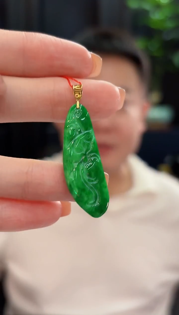 颈饰18K金镶嵌翡翠 缅甸A货/支持复检/一件