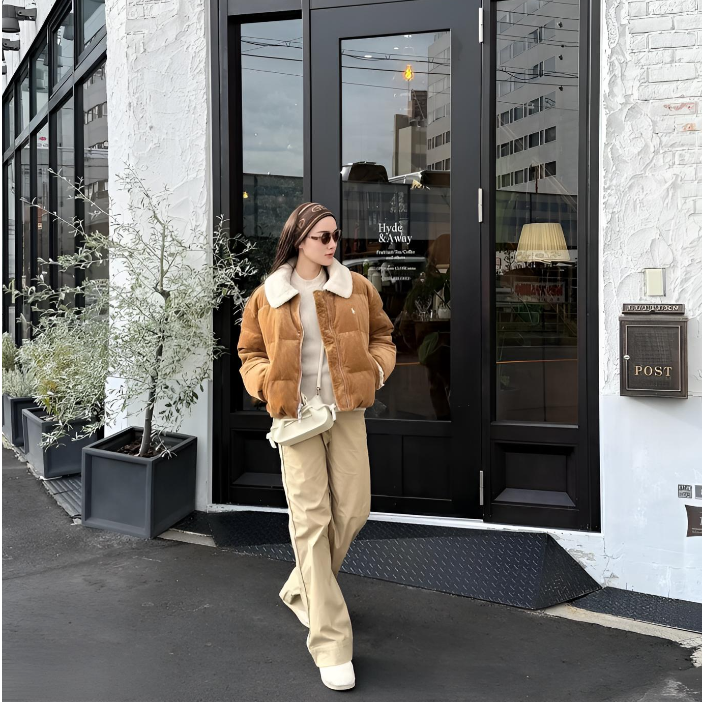 【W382】小马刺绣美拉德羊羔绒翻领灯芯绒长袖夹克