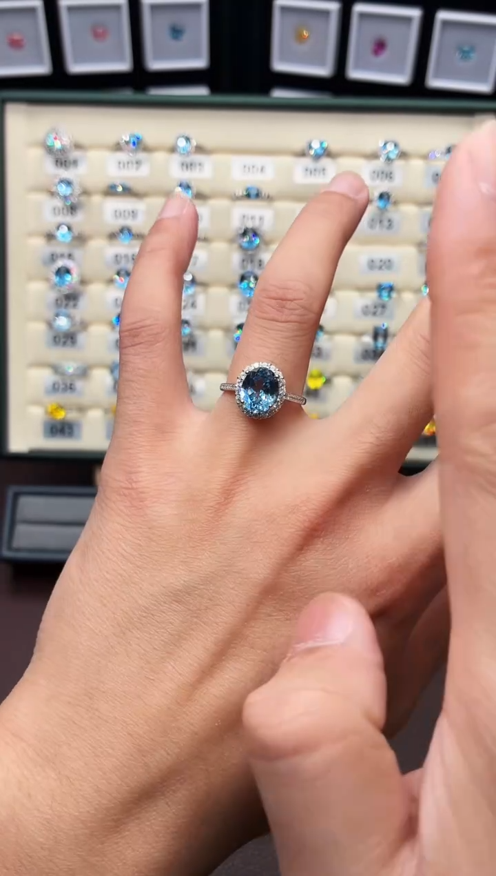 银S925镶嵌戒指海蓝宝石111