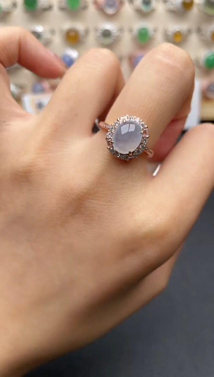 【闪购商品】翡翠银S925镶嵌戒指一物一证一礼盒