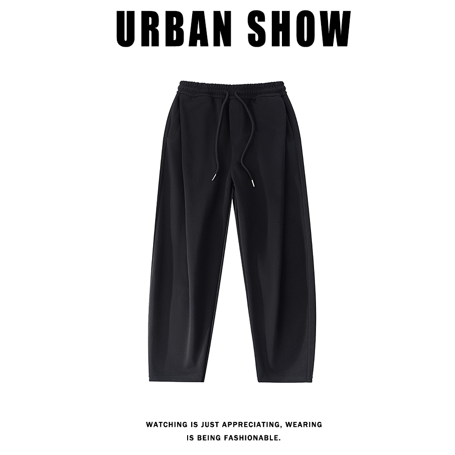 潮长裤夏季休闲裤简约男士抽绳阔腿百搭宽松卫裤lzp648