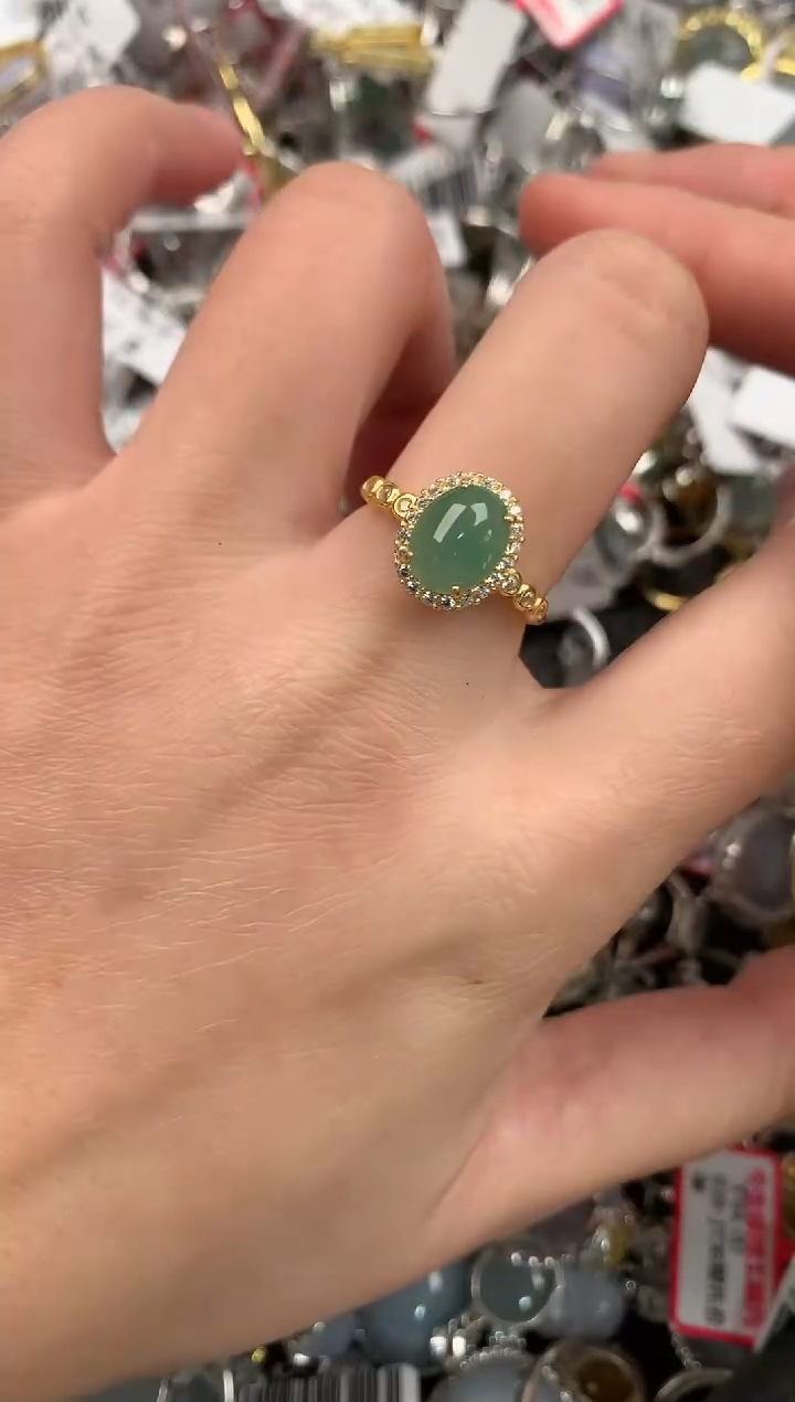 银S925镶嵌戒指翡翠555               5