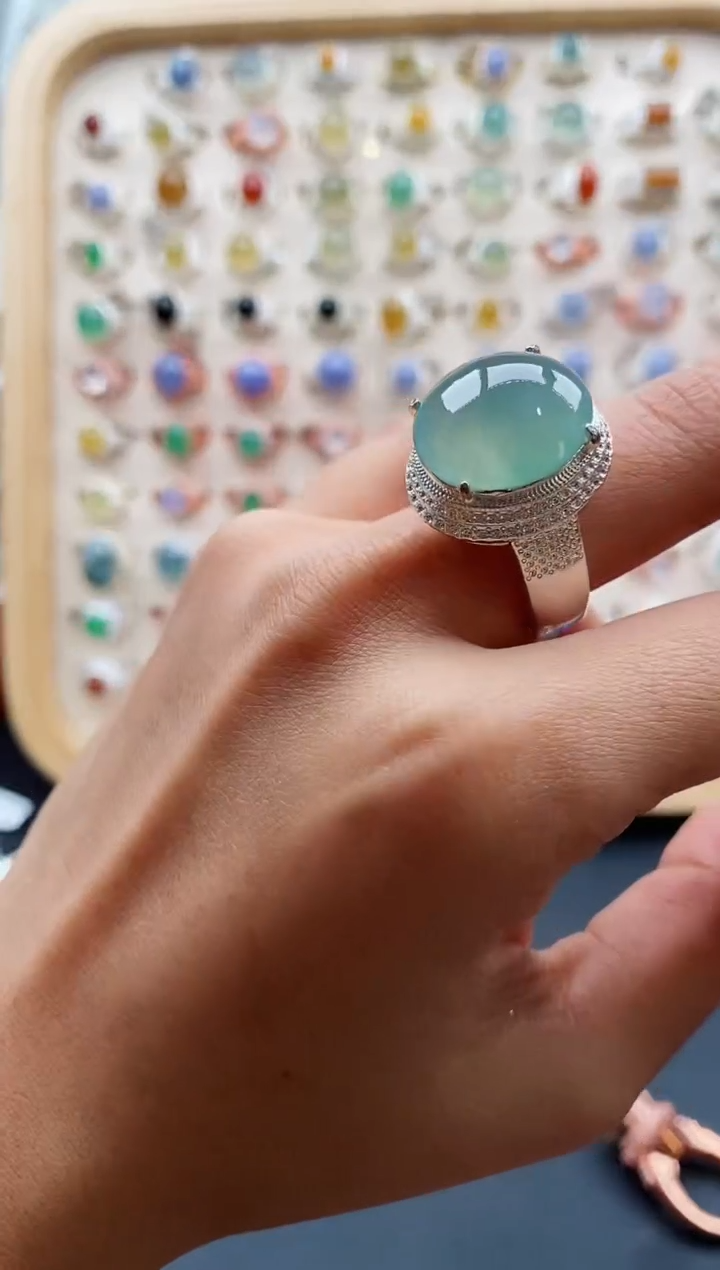 【闪购商品】翡翠戒指未镶嵌缅甸天然A货翡翠222 7+8