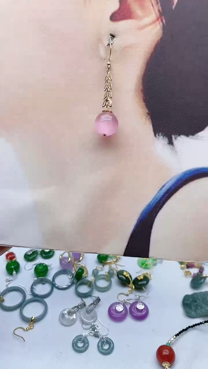 未镶嵌变石猫眼耳饰117