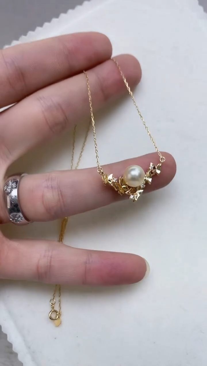 颈饰银S925镶嵌海水珍珠  