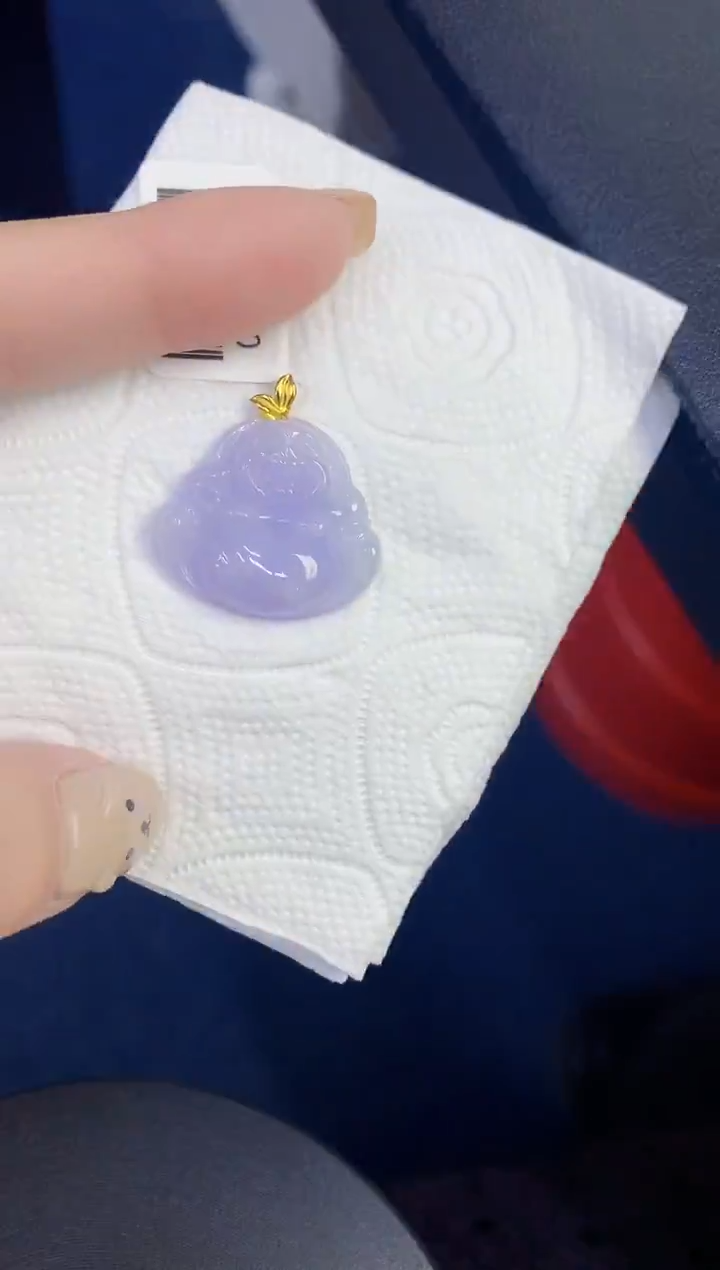 颈饰18K金镶嵌翡翠缅甸天然翡翠A货