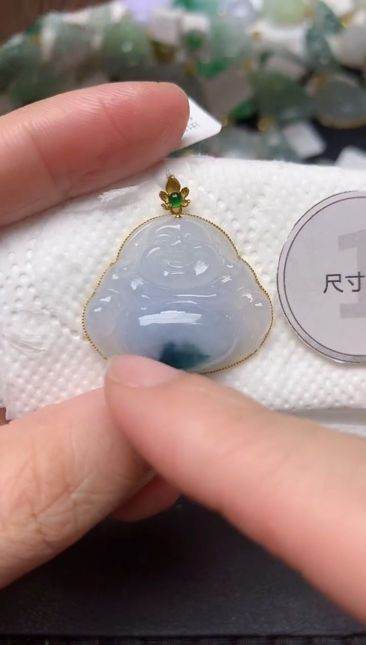 颈饰18K金镶嵌翡翠天然缅甸A货翡翠