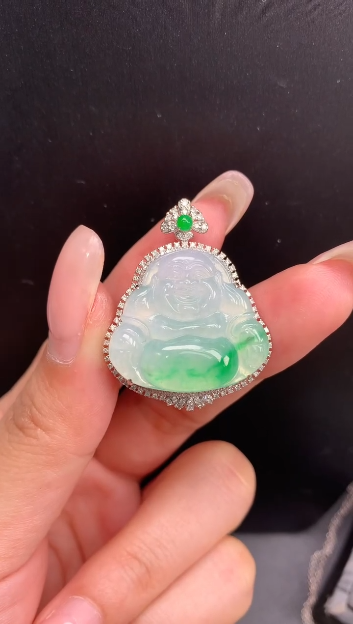 【闪购商品】翡翠颈饰18K金镶嵌佛公1136