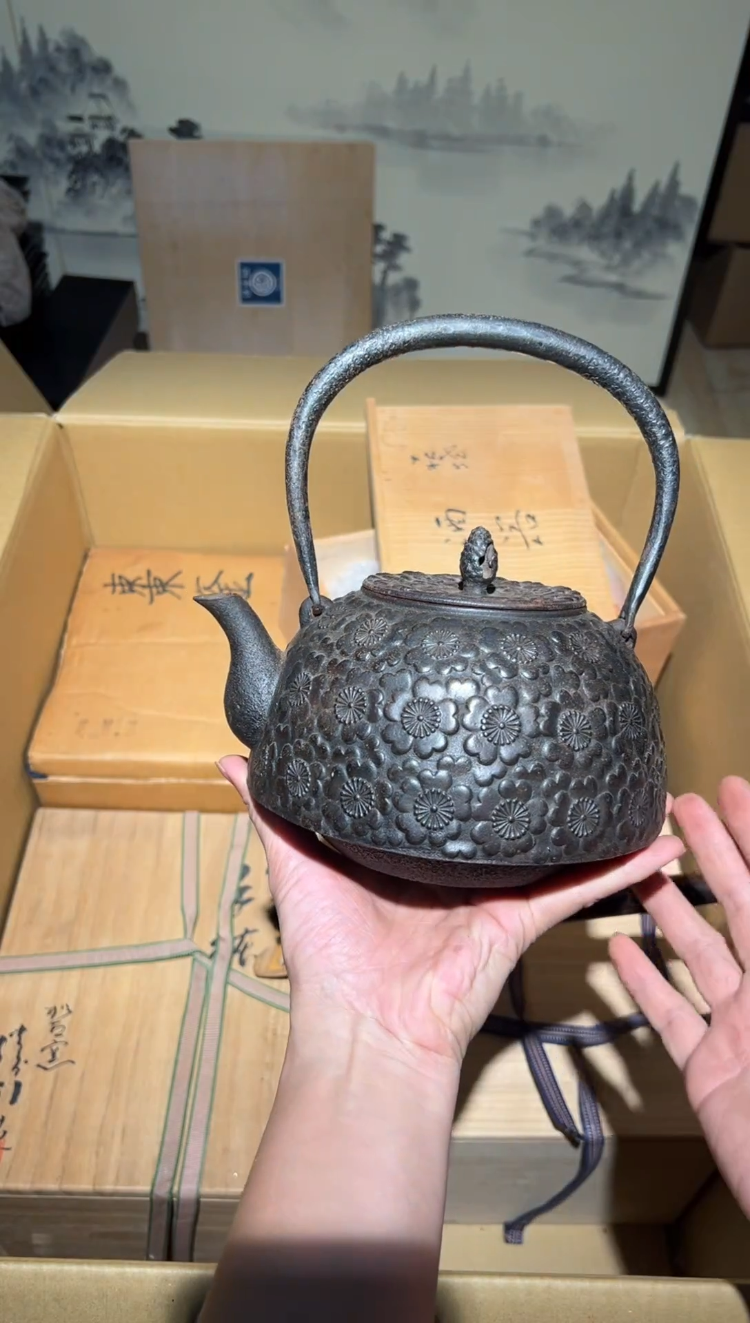 铁A4084铁壶中古周边/把手微微松动