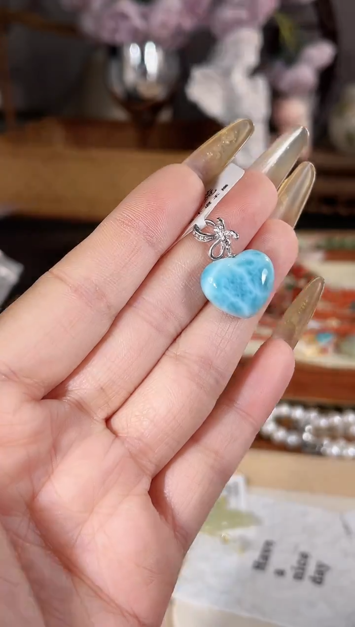 银S925镶嵌针钠钙石（海纹石）吊坠(不含链)多样性发其一