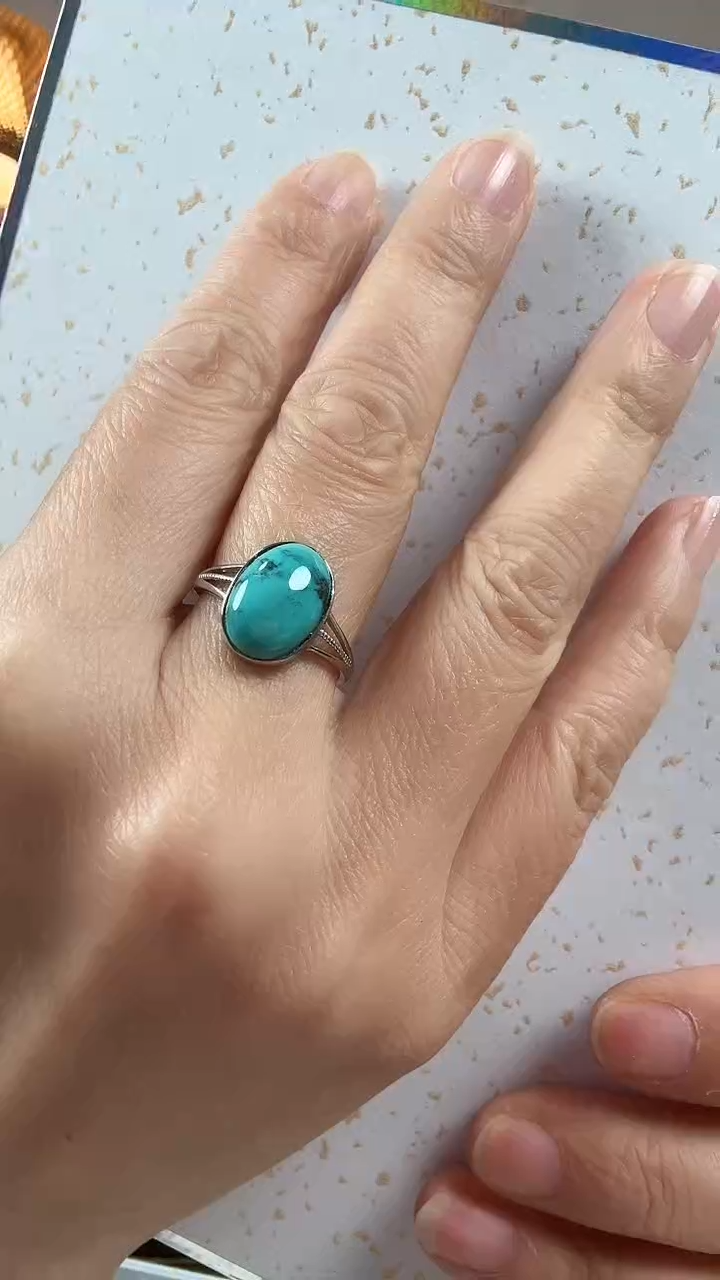 银S925镶嵌绿松石戒指戒指