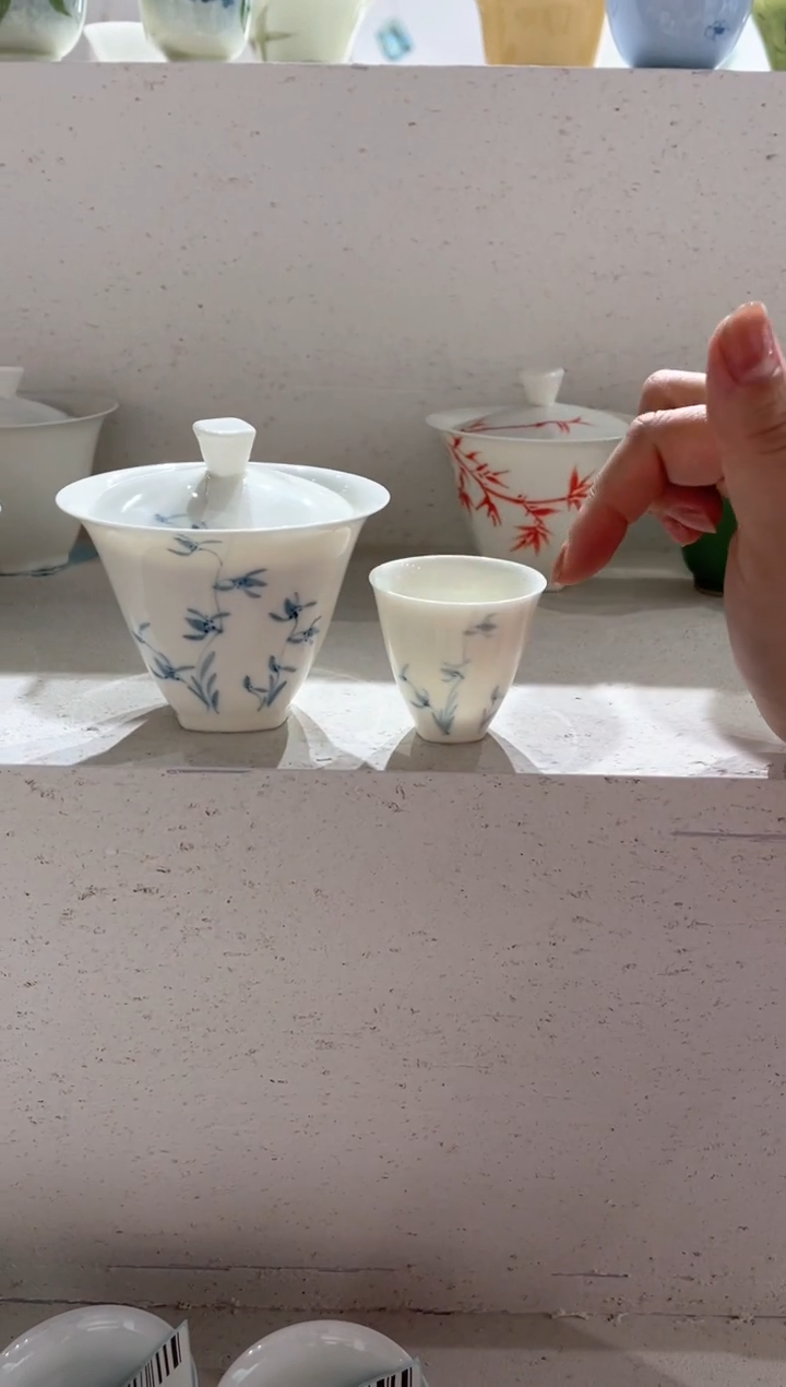 【闪购商品】青花玉兰 盖碗+茶杯