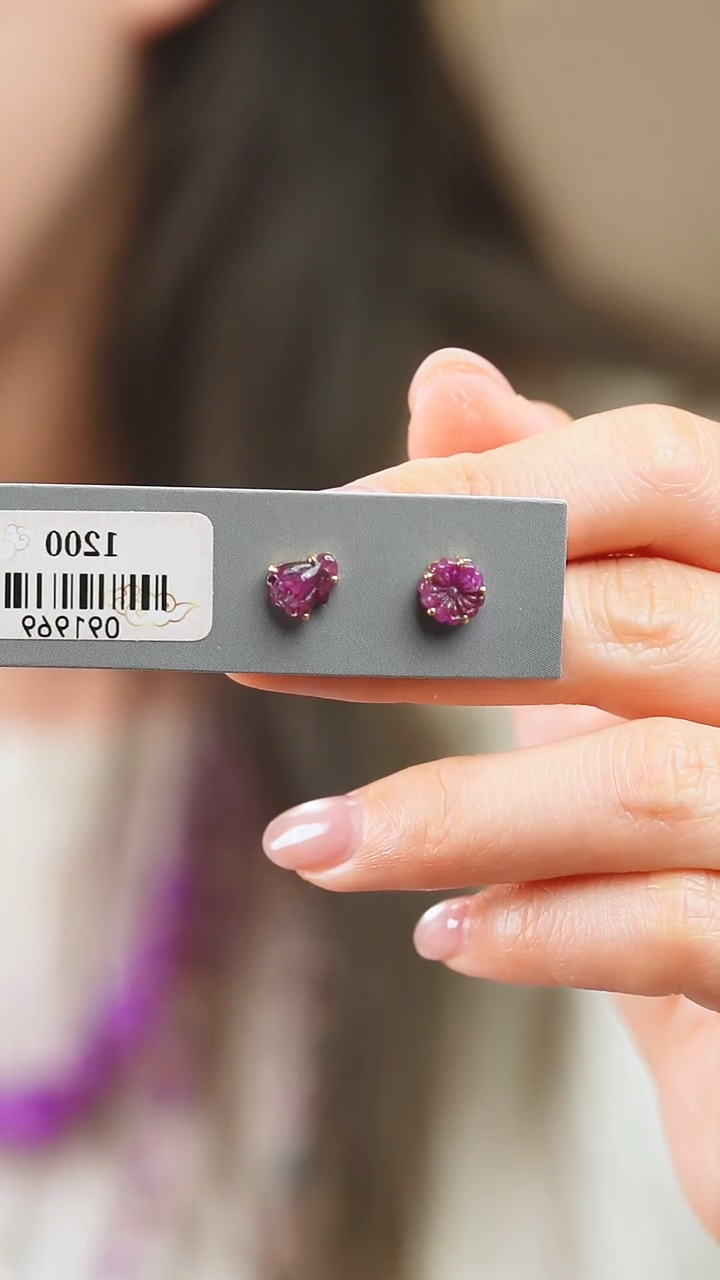 18K金镶嵌苏纪石（舒俱来）耳饰33