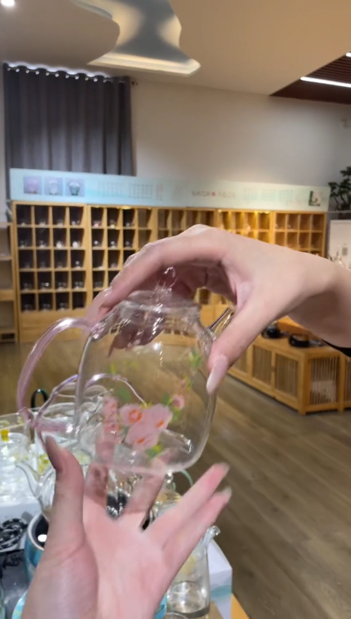 手工艺品玻璃秦权壶粉把桃花