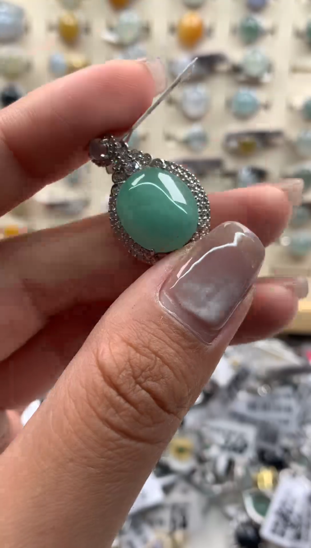 翡翠银S925镶嵌吊坠(不含链)063