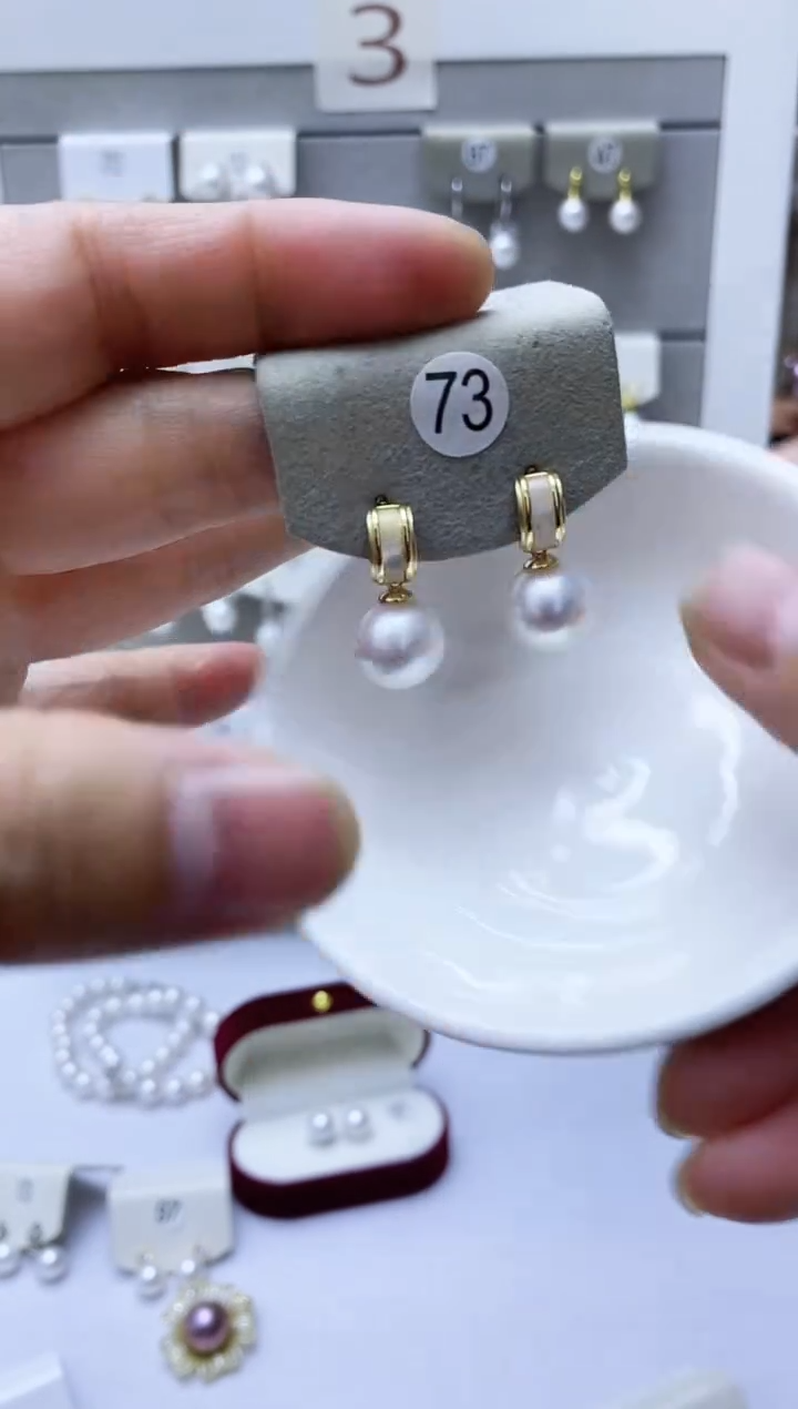 【闪购商品】淡水珍珠耳饰银S925镶嵌73