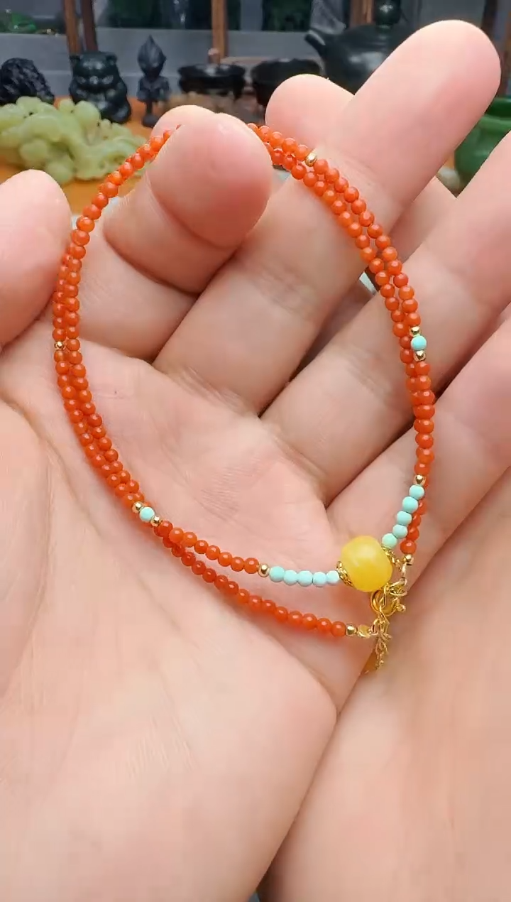 南红玛瑙未镶嵌颈饰项链 01