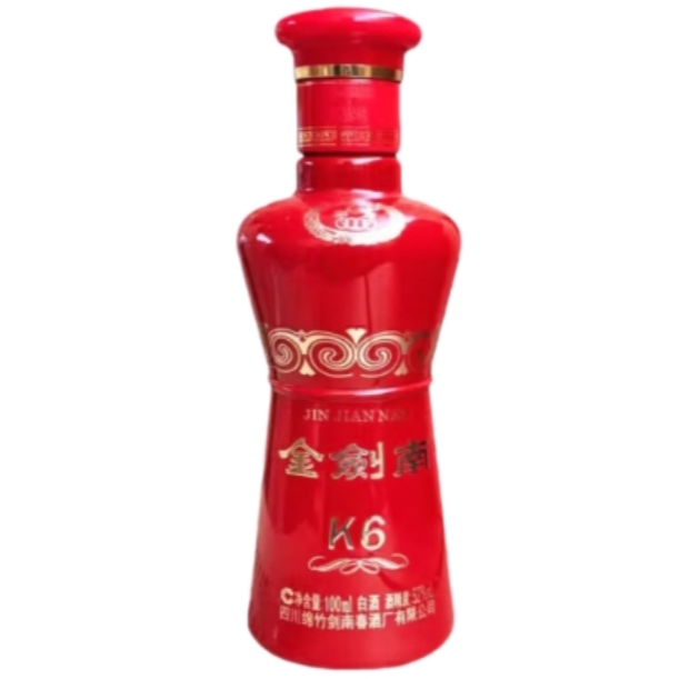 剑南春金剑南K6小酒 浓香型白酒 纯粮食酒 自饮收藏摆柜52度100ml