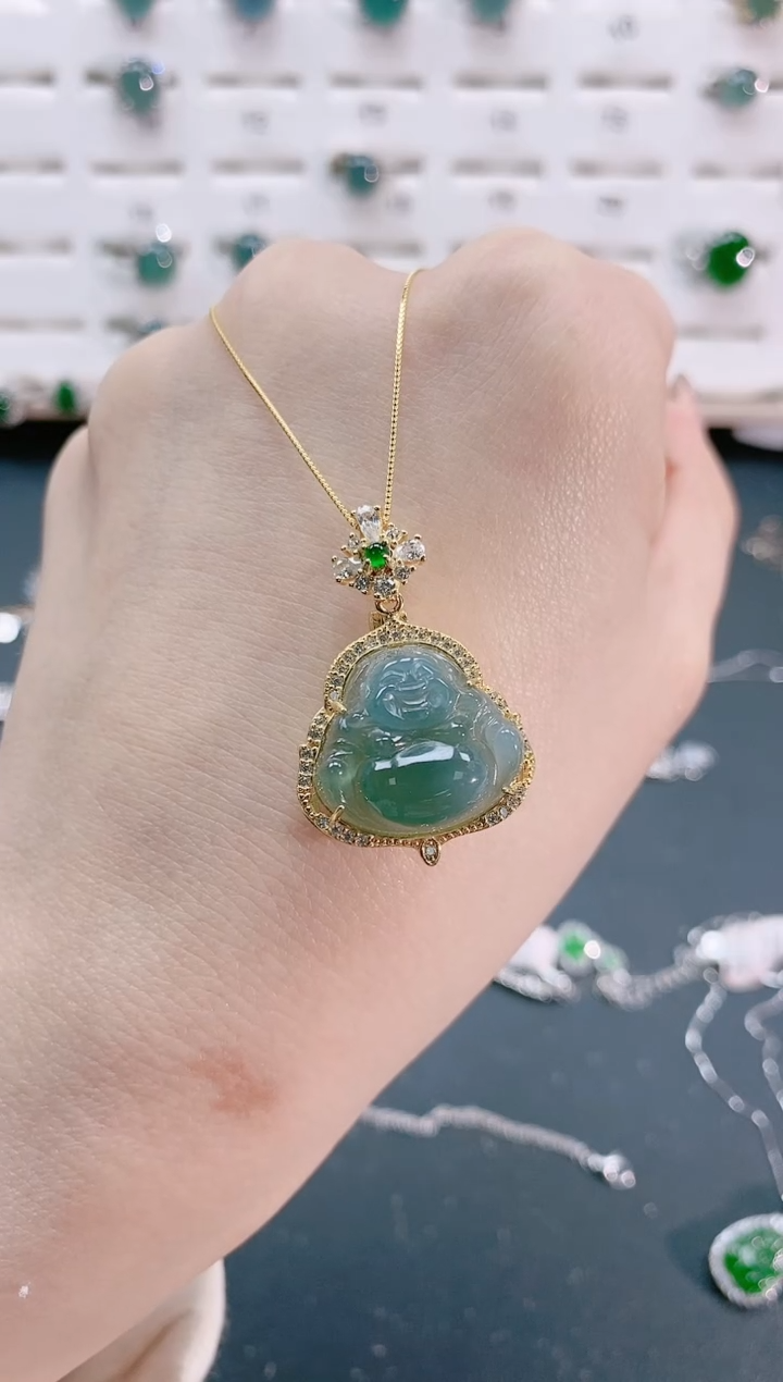 【闪购商品】翡翠颈饰银S925镶嵌天然翡翠