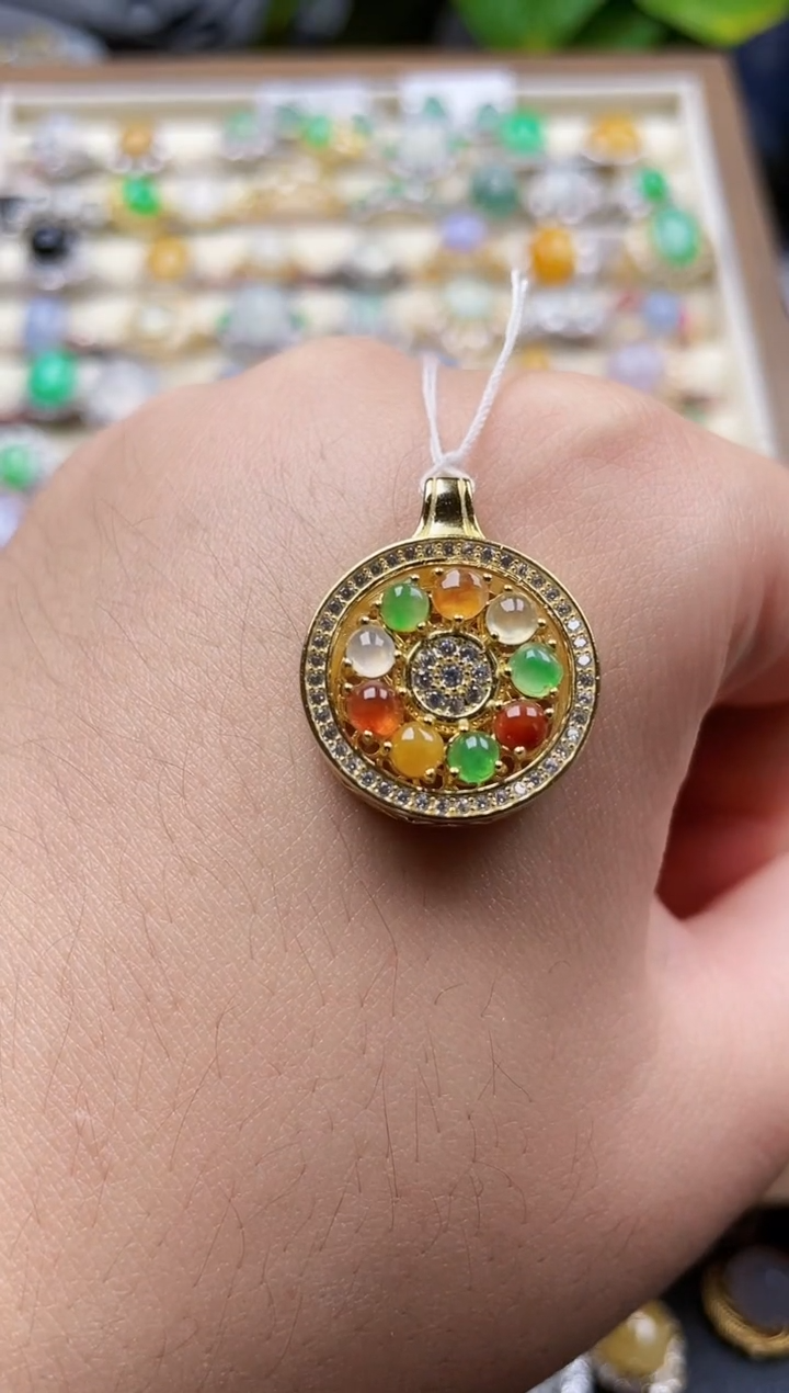 颈饰银S925镶嵌翡翠107