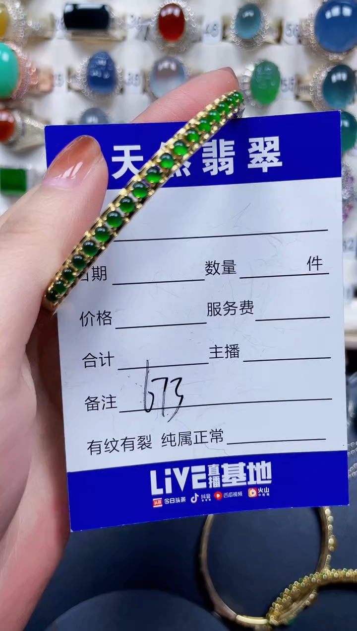 银S925镶嵌手镯翡翠673