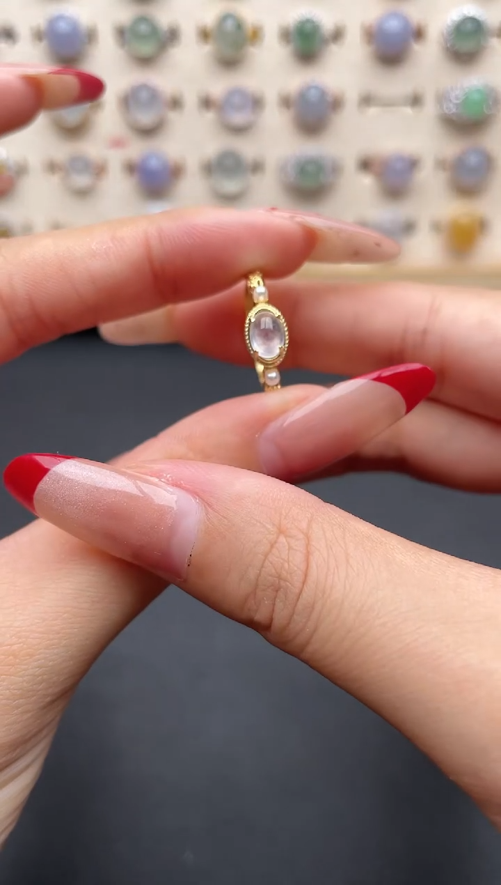 【闪购商品】翡翠戒指银S925镶嵌一物一证一礼盒